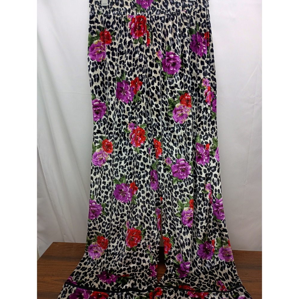 Sofia Intimates Sofia Vergara Leopard Floral Velvet Pajama Pants Wide Leg Small